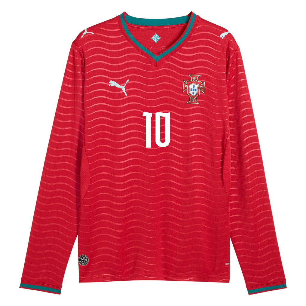 Bernardo Silva 10 Portugal National Team 2026 Home Long Sleeve Jersey - Red