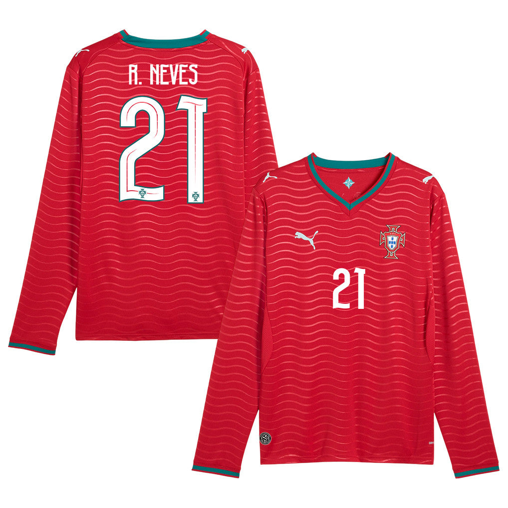 Rúben Neves 21 Portugal National Team 2026 Home Long Sleeve Jersey - Red