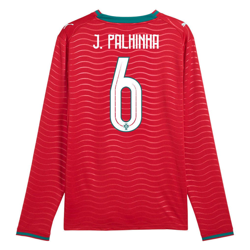 João Palhinha 6 Portugal National Team 2026 Home Long Sleeve Jersey - Red