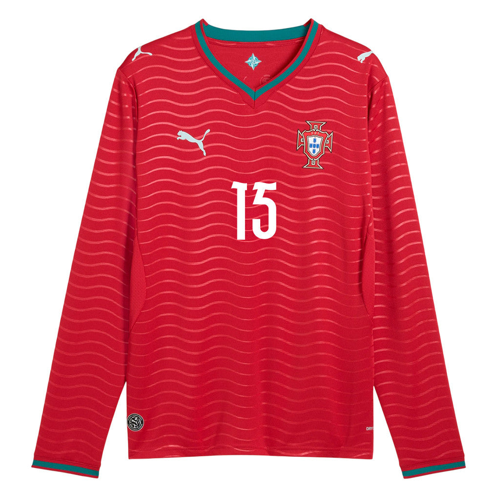 Matheus Nunes 15 Portugal National Team 2026 Home Long Sleeve Jersey - Red