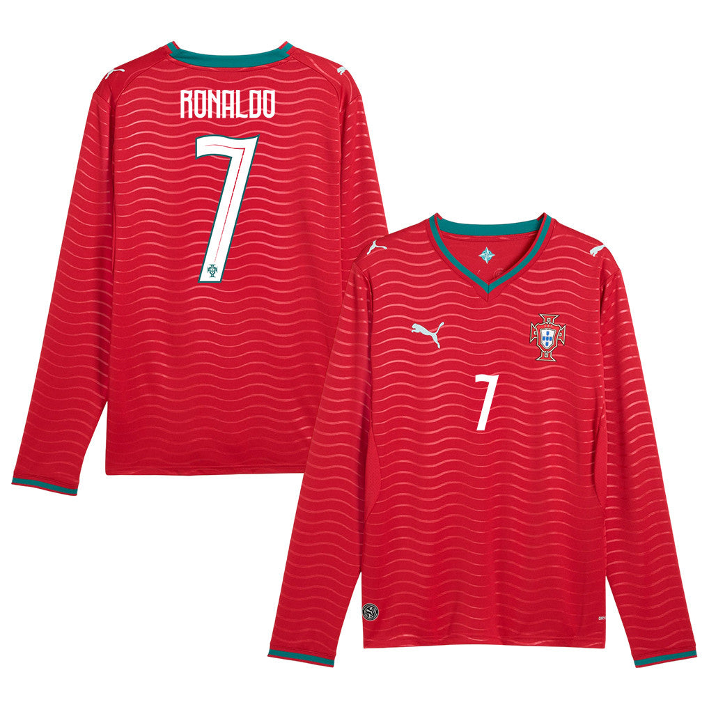 Cristiano Ronaldo 7 Portugal National Team 2026 Home Long Sleeve Jersey - Red