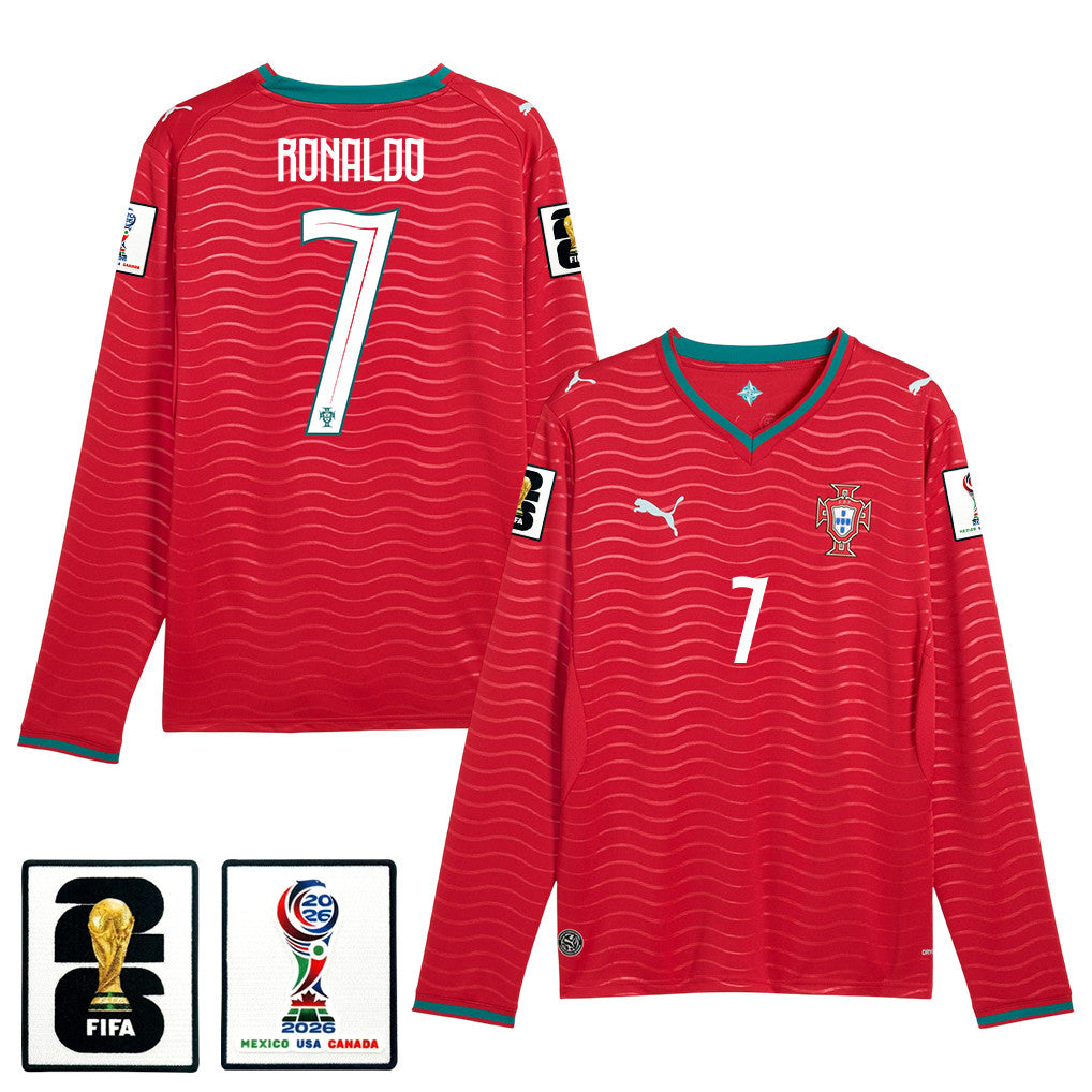 Cristiano Ronaldo 7 Portugal National Team 2026 Home Long Sleeve Jersey - Red