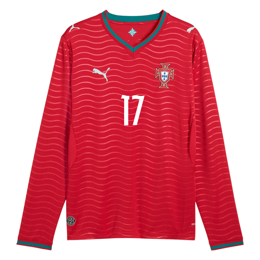Rafael Leão 17 Portugal National Team 2026 Home Long Sleeve Jersey - Red