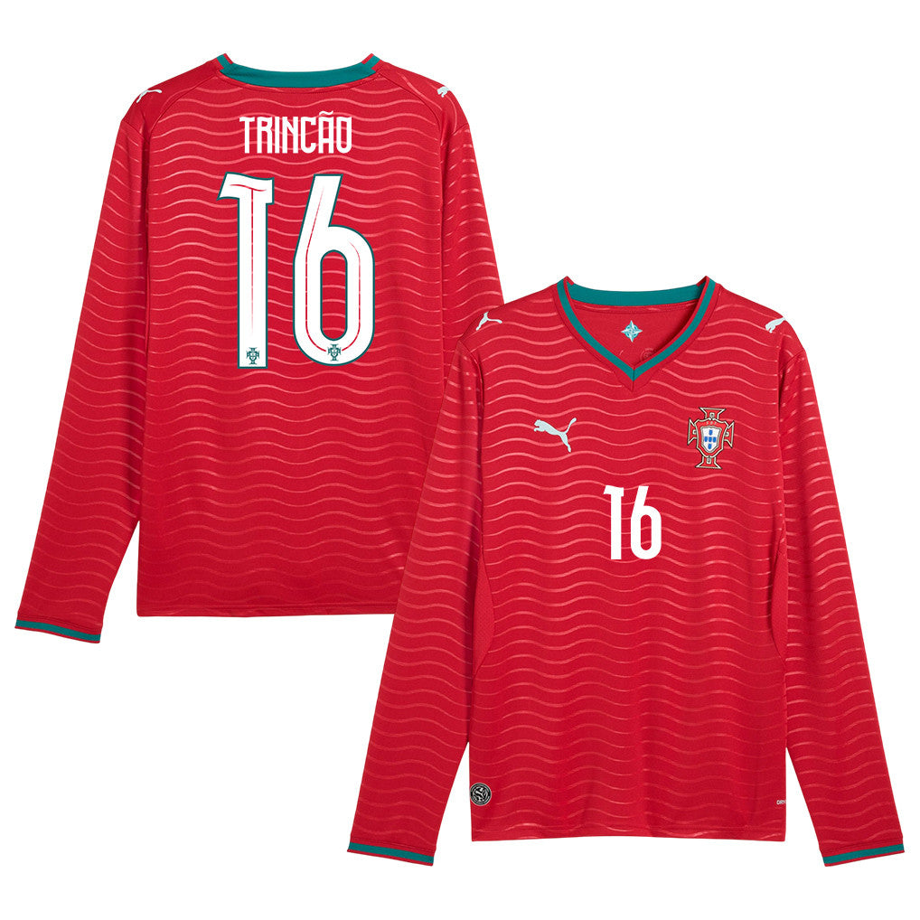 Francisco Trincão 16 Portugal National Team 2026 Home Long Sleeve Jersey - Red