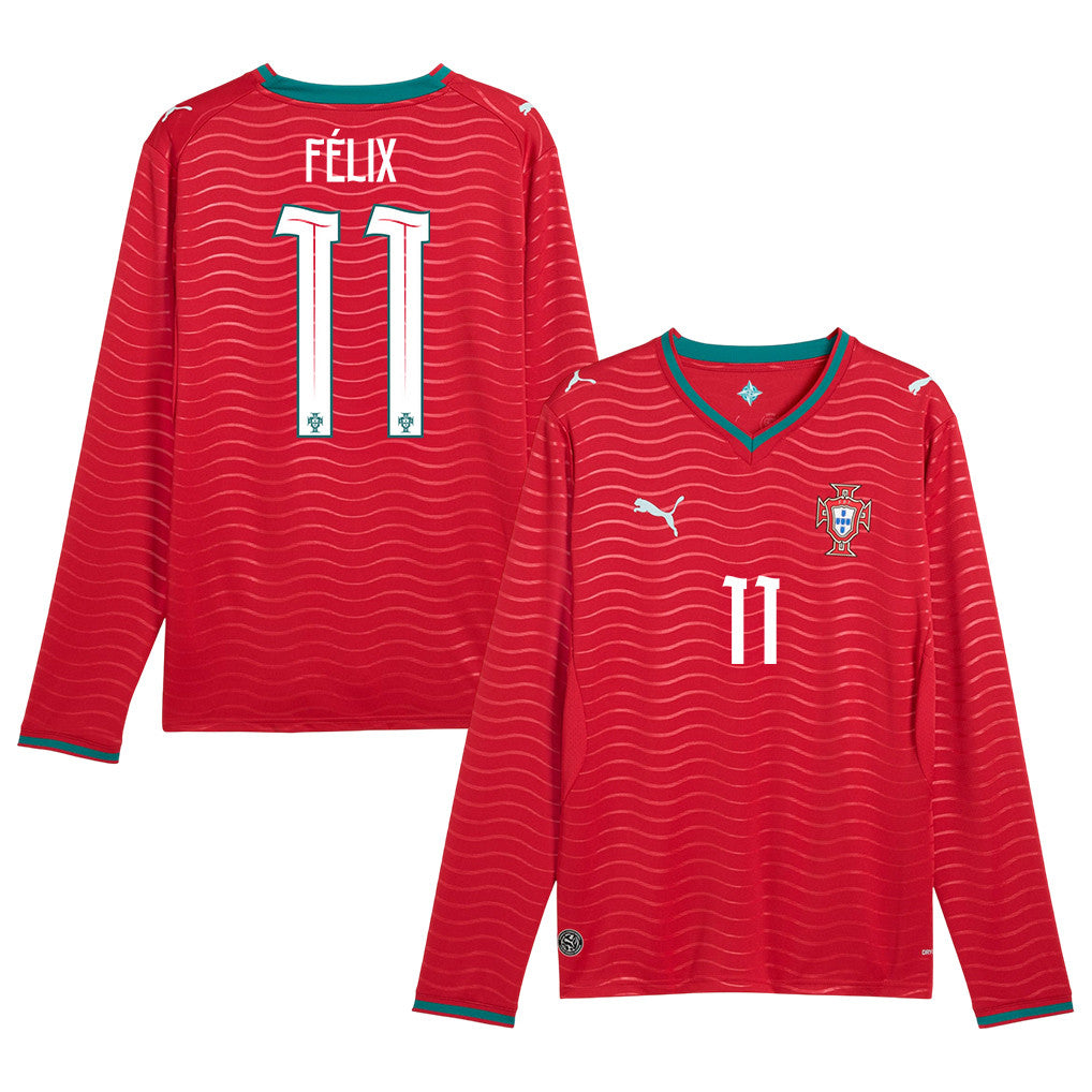 João Félix 11 Portugal National Team 2026 Home Long Sleeve Jersey - Red
