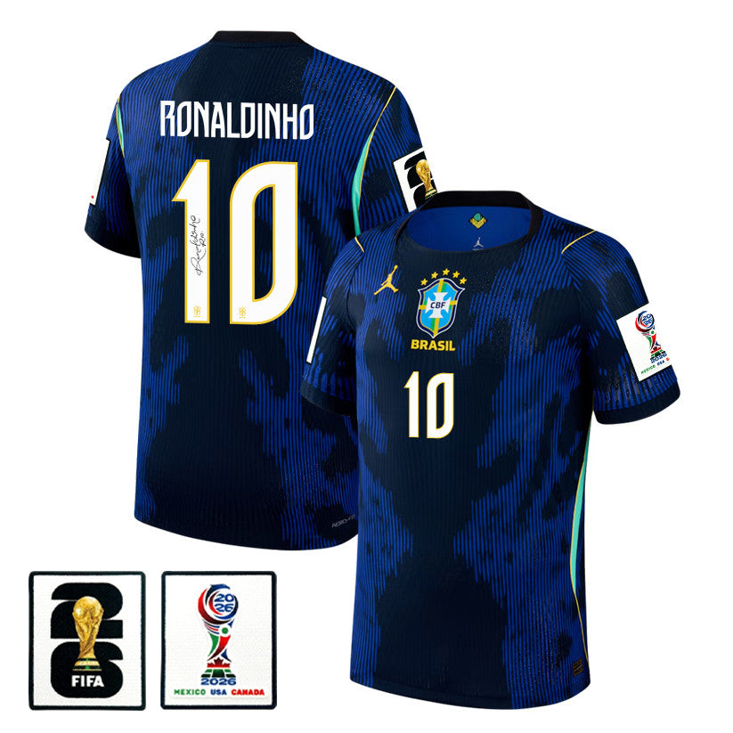 Ronaldinho 10 Legend Signature Brazil National Team 2026 Away Jersey - Blue, Men