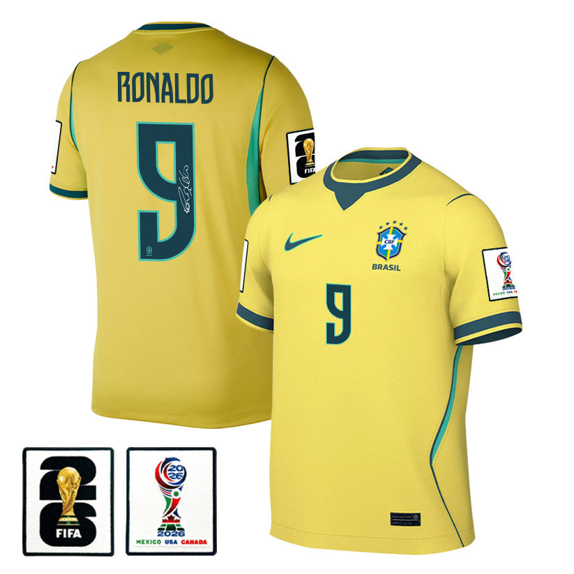Ronaldo 9 Legend Signature Brazil National Team 2026 Home Jersey - Yellow, Men