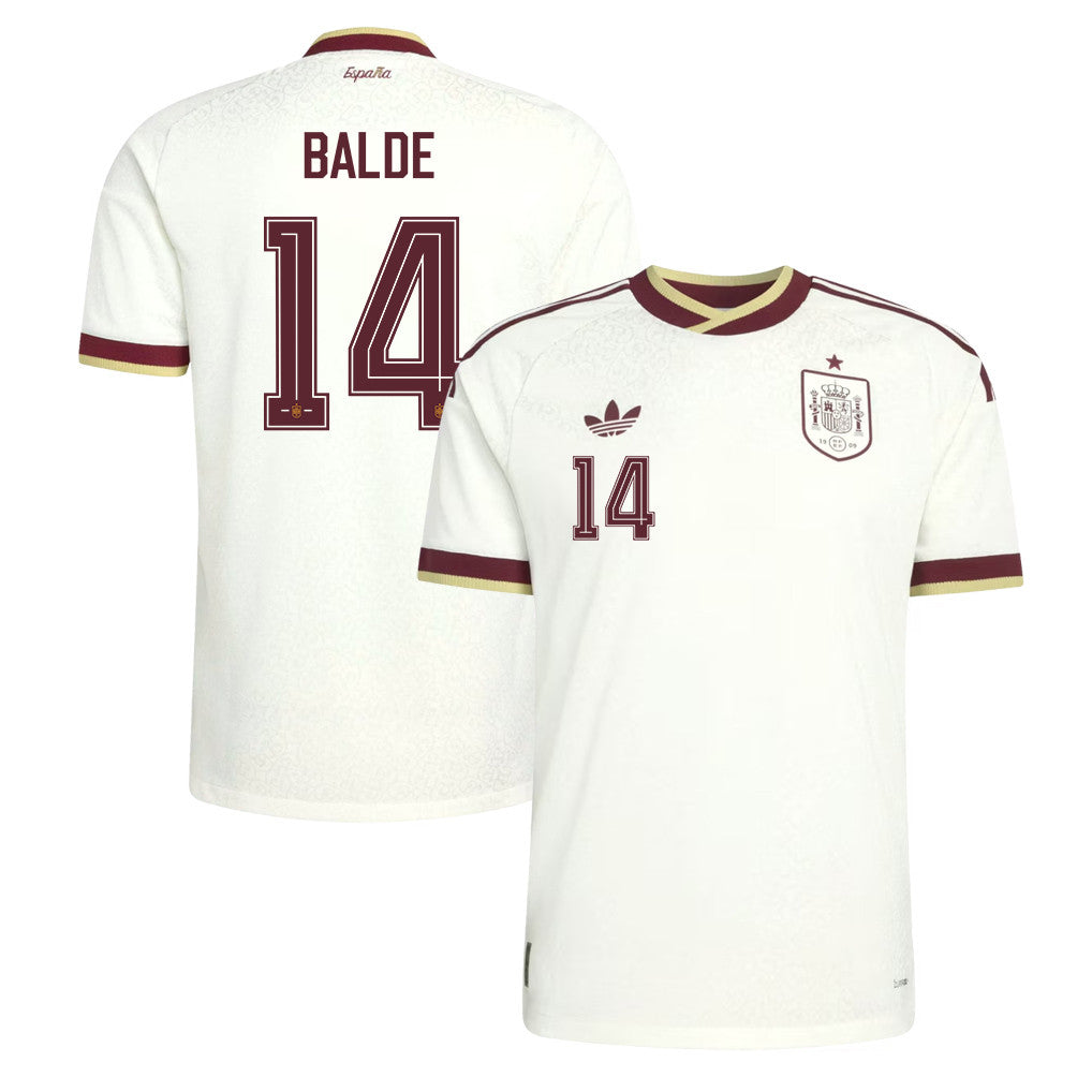 Alejandro Balde 14 Spain National Team 2026 Away Jersey - White, Men