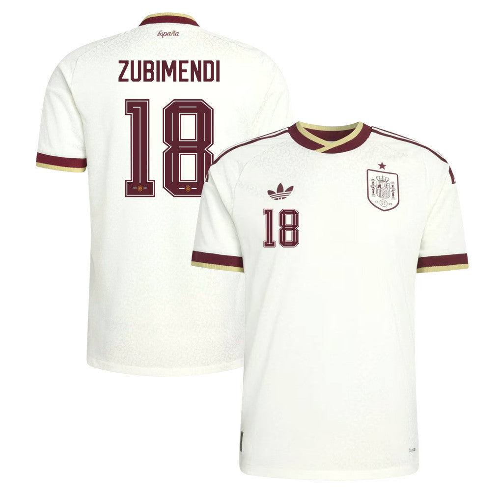 Martin Zubimendi 18 Spain National Team 2026 Away Jersey - White, Men