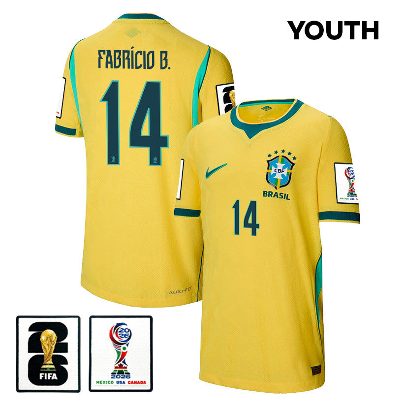 Fabrício Bruno 14 Youth Brazil National Team 2026 Home Jersey - Yellow