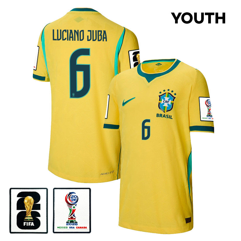 Luciano Juba 6 Youth Brazil National Team 2026 Home Jersey - Yellow