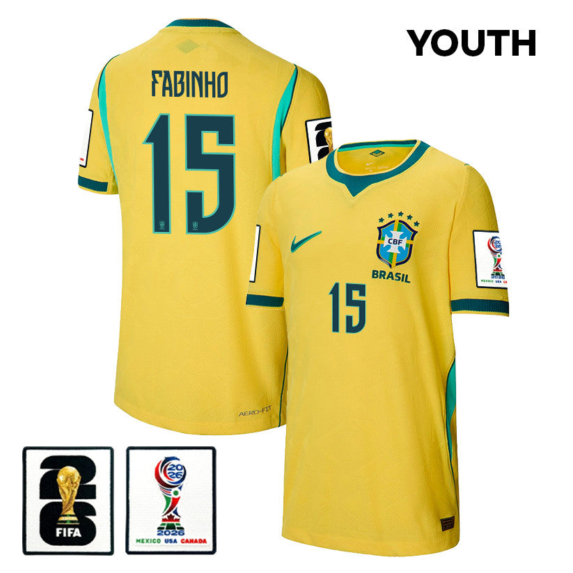 Fabinho 15 Youth Brazil National Team 2026 Home Jersey - Yellow