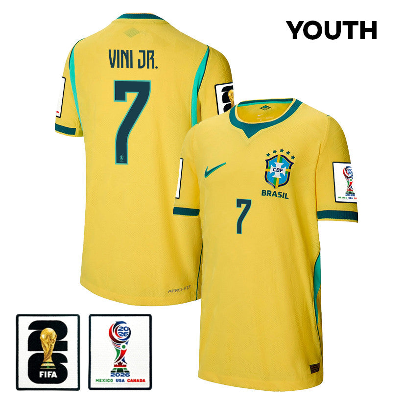 Vinícius Júnior 7 Youth Brazil National Team 2026 Home Jersey - Yellow