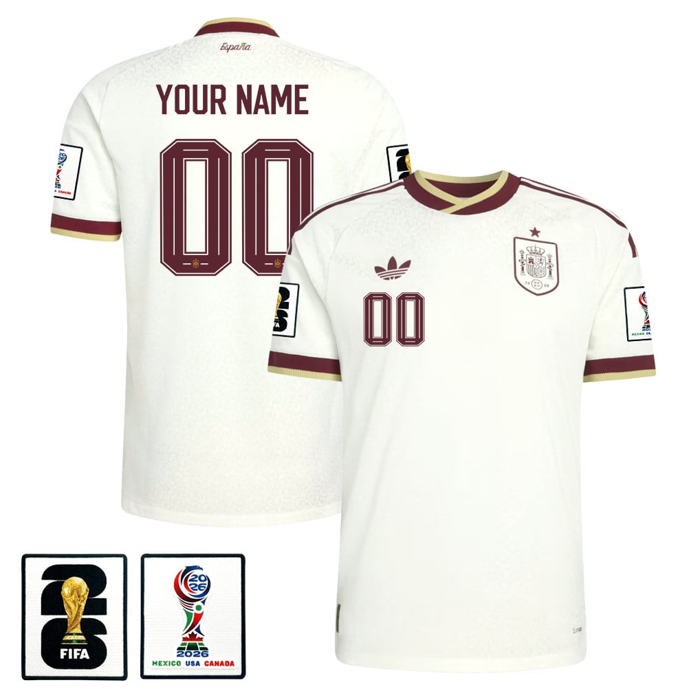 Spain National Team 2026 x World Cup Patch Personalized Away Jersey - White, Men