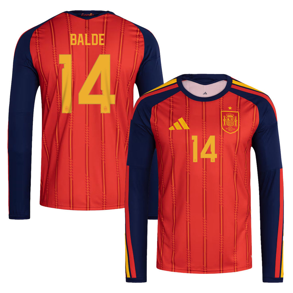 Alejandro Balde 14 Spain National Team 2026 Home Long Sleeve Jersey - Red