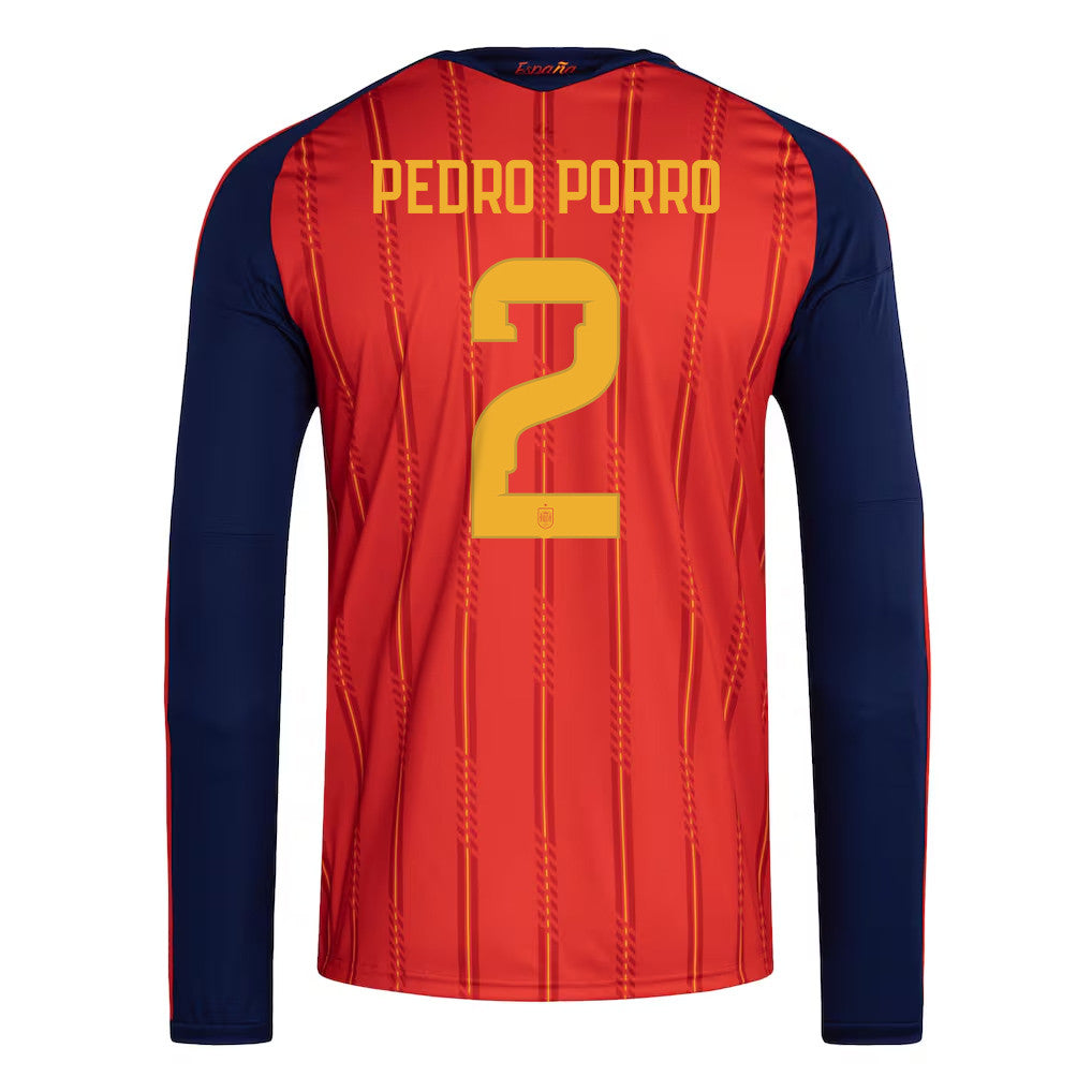 Pedro Porro 2 Spain National Team 2026 Home Long Sleeve Jersey - Red