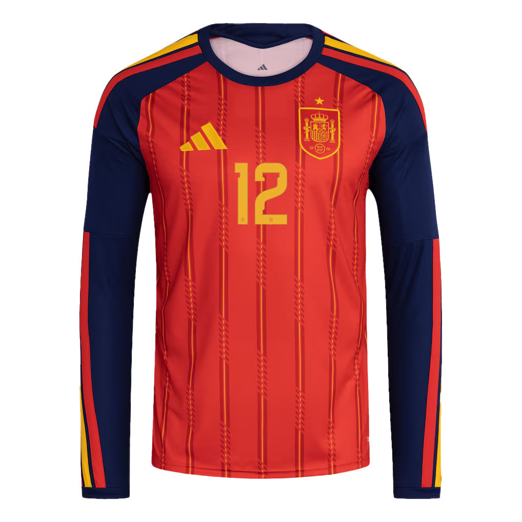 Álex Grimaldo 12 Spain National Team 2026 Home Long Sleeve Jersey - Red