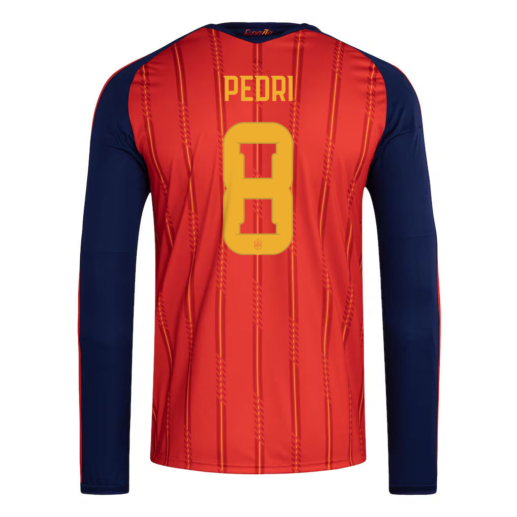 Pedri 8 Spain National Team 2026 Home Long Sleeve Jersey - Red