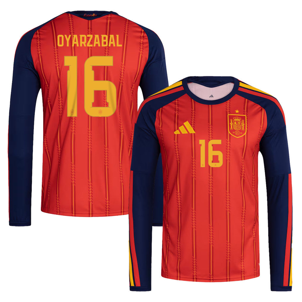 Mikel Oyarzabal 16 Spain National Team 2026 Home Long Sleeve Jersey - Red