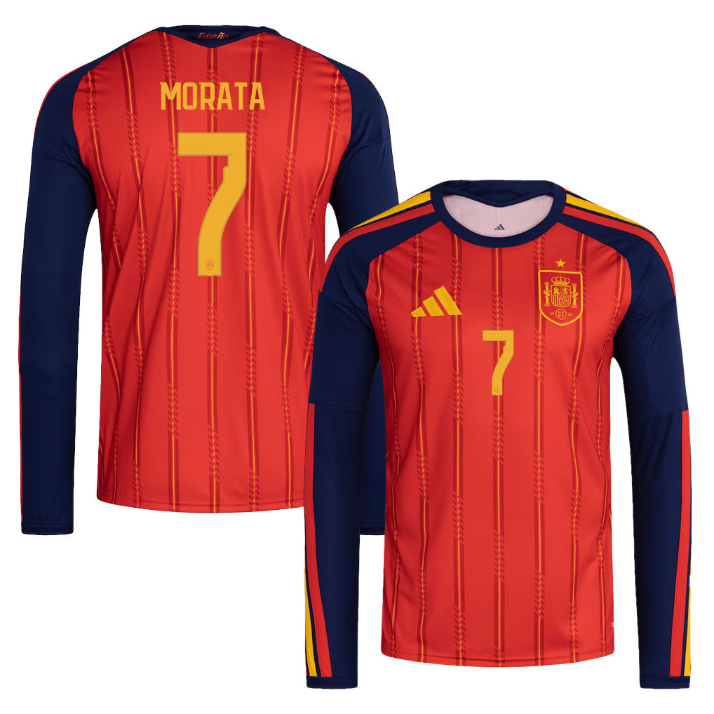 Álvaro Morata 7 Spain National Team 2026 Home Long Sleeve Jersey - Red