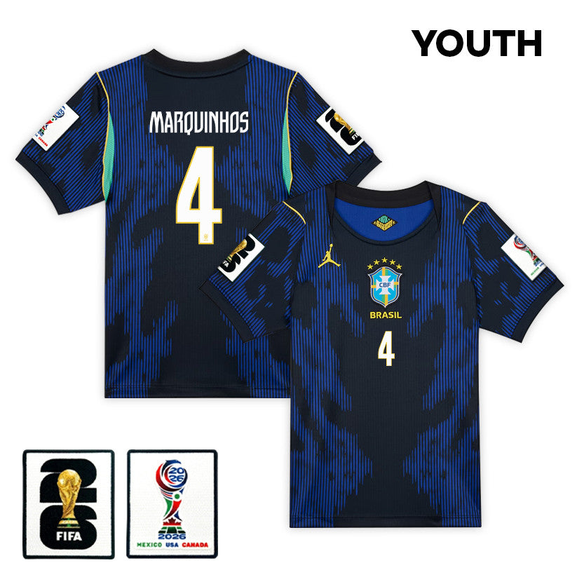 Marquinhos 4 Brazil National Team 2026 Youth Away Jersey - Blue