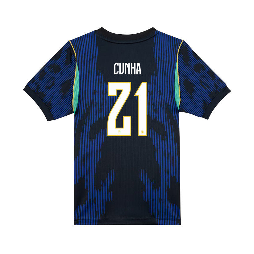 Matheus Cunha 21 Brazil National Team 2026 Youth Away Jersey - Blue