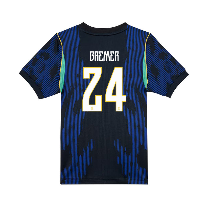 Gleison Bremer 24 Brazil National Team 2026 Youth Away Jersey - Blue