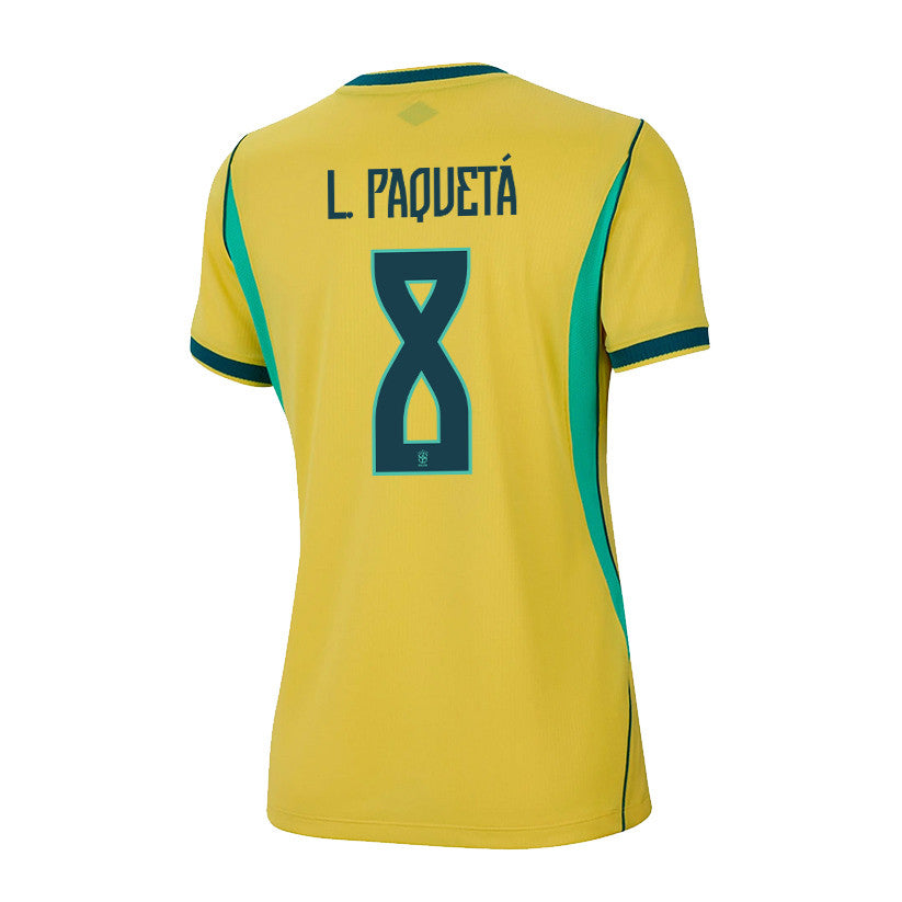 Lucas Paquetá 8 Women's Brazil National Team 2026 Home Jersey - Yellow