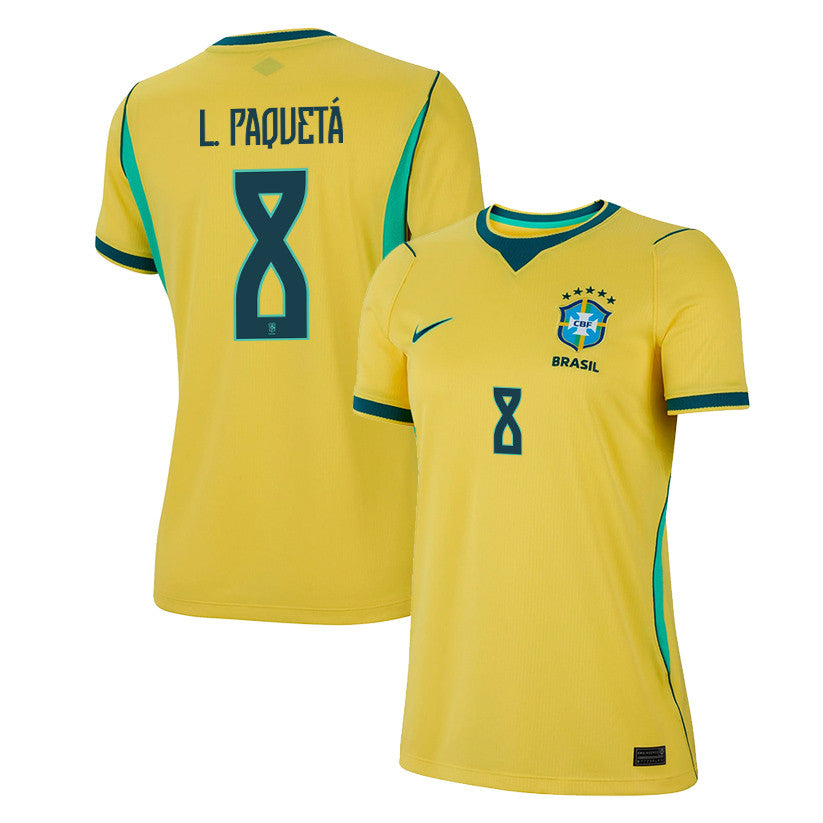 Lucas Paquetá 8 Women's Brazil National Team 2026 Home Jersey - Yellow