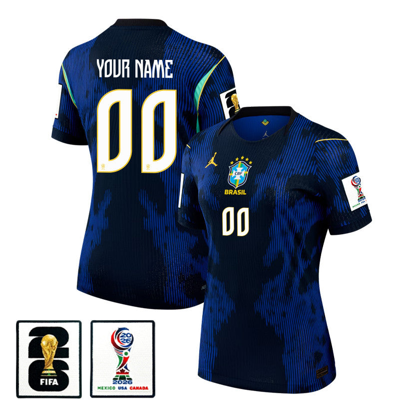 Brazil National Team 2026 Women's Personalized Away Jersey - Blue