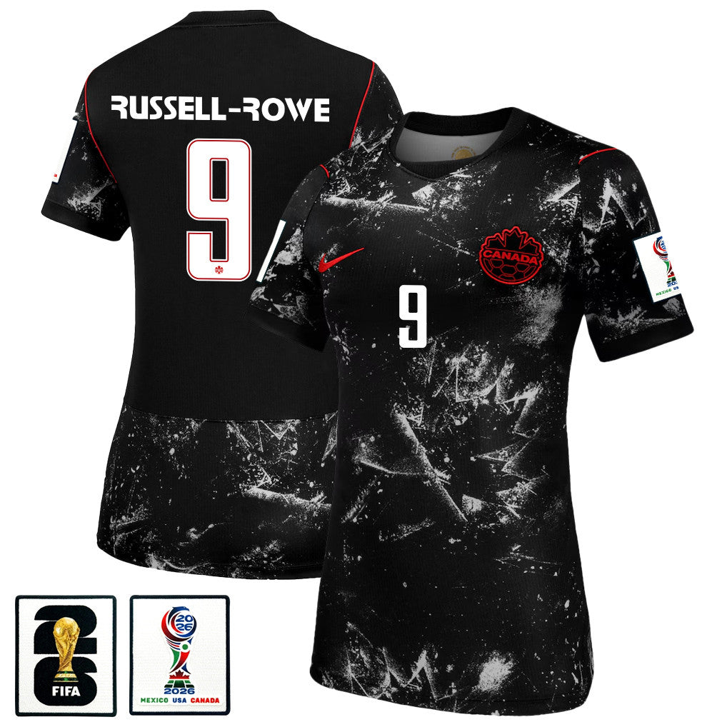 Jacen Russell-Rowe 9 Women's Canada National Team 2026 Away Jersey - Black