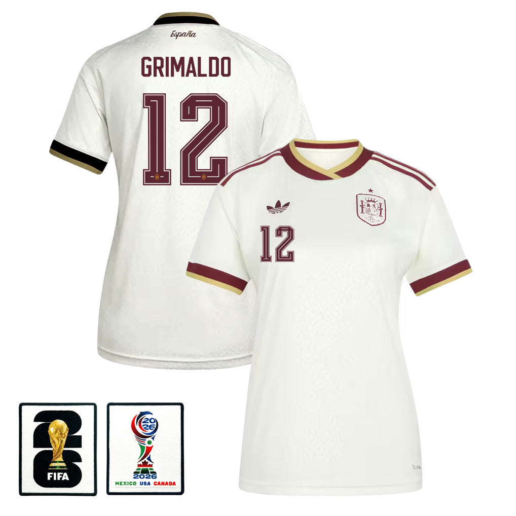 Álex Grimaldo 12 Women's Spain National Team 2026 Away Jersey - White