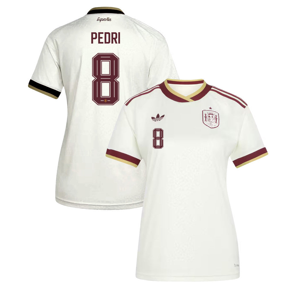 Pedri 8 Women's Spain National Team 2026 Away Jersey - White