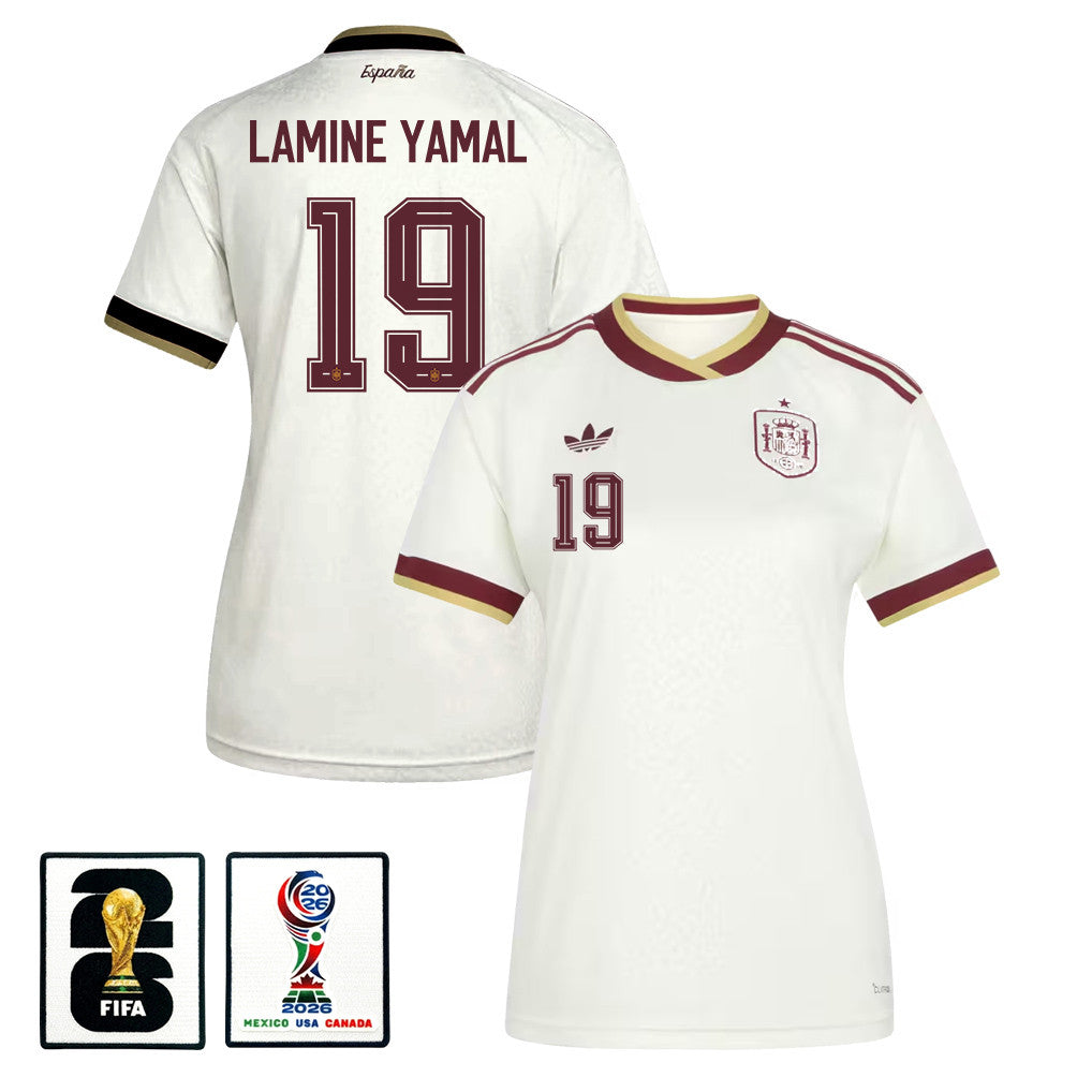 Lamine Yamal 19 Women's Spain National Team 2026 Away Jersey - White