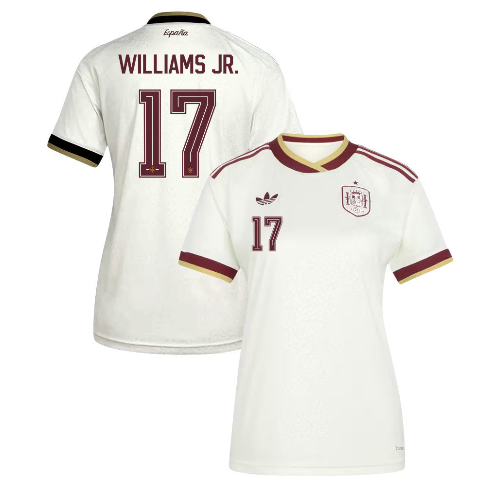 Nico Williams 17 Women's Spain National Team 2026 Away Jersey - White