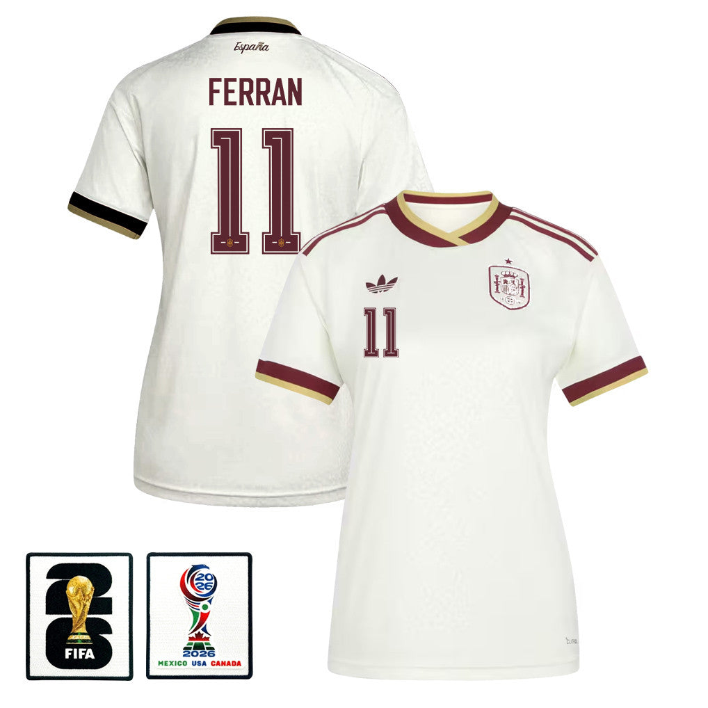Ferran Torres 11 Women's Spain National Team 2026 Away Jersey - White