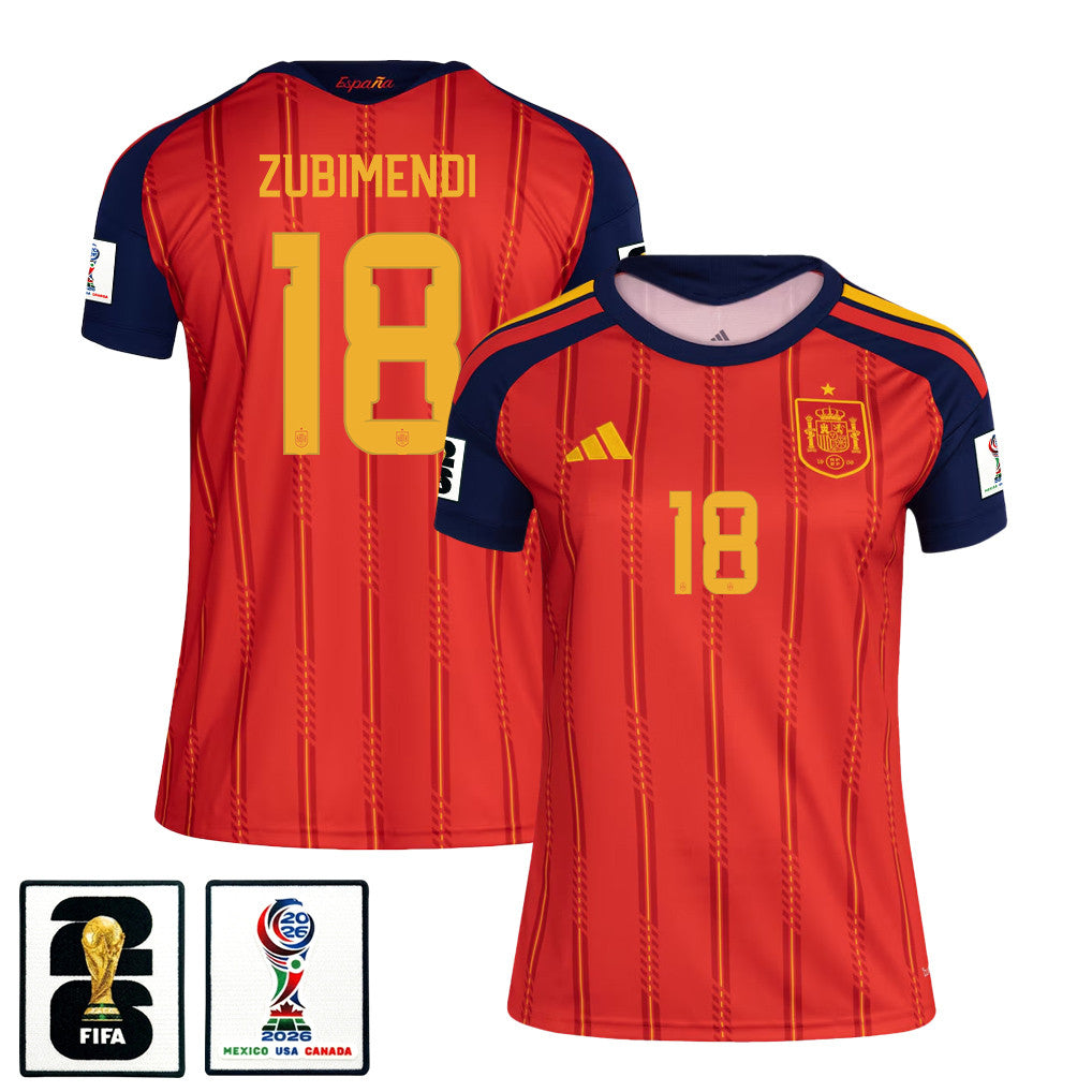 Martin Zubimendi 18 Women's Spain National Team 2026 Home Jersey - Red