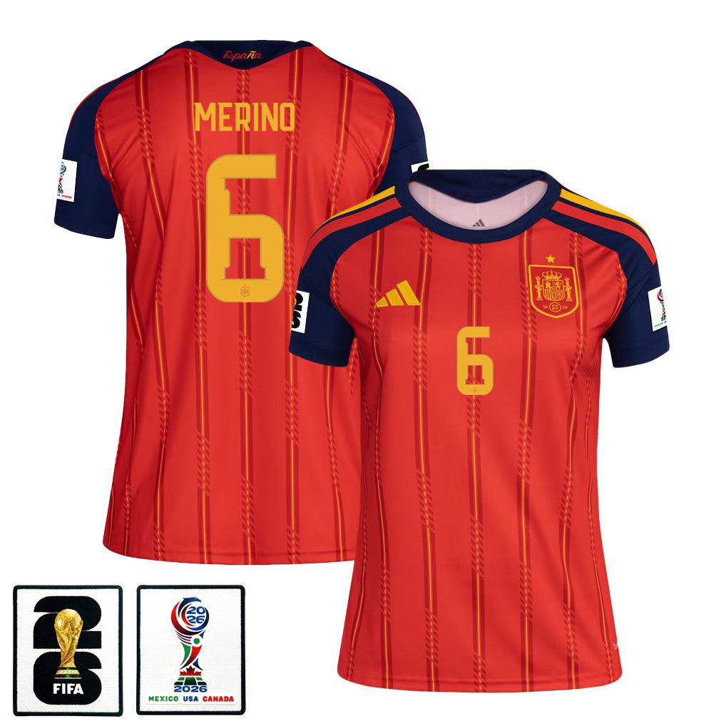 Mikel Merino 6 Women's Spain National Team 2026 Home Jersey - Red