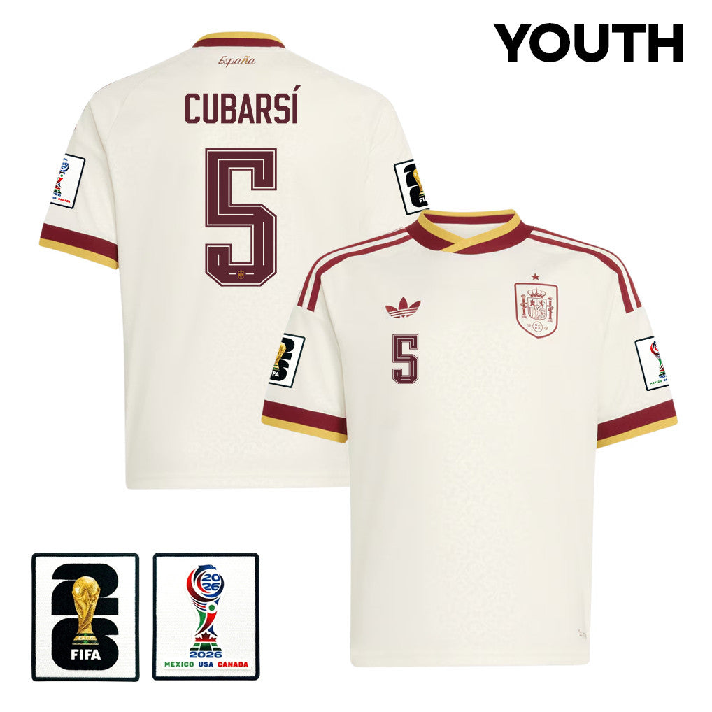 Pau Cubarsí 5 Spain National Team 2026 Youth Away Jersey - White