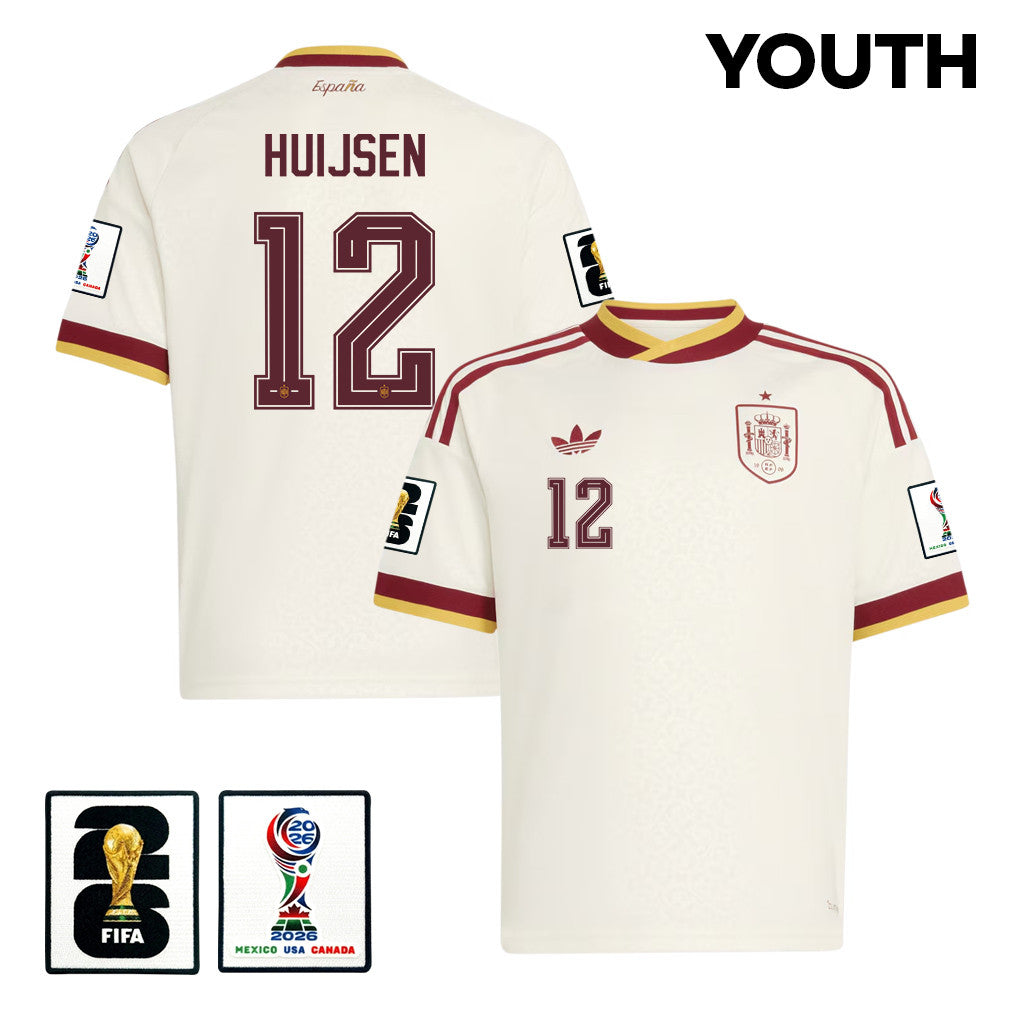 Dean Huijsen 12 Spain National Team 2026 Youth Away Jersey - White