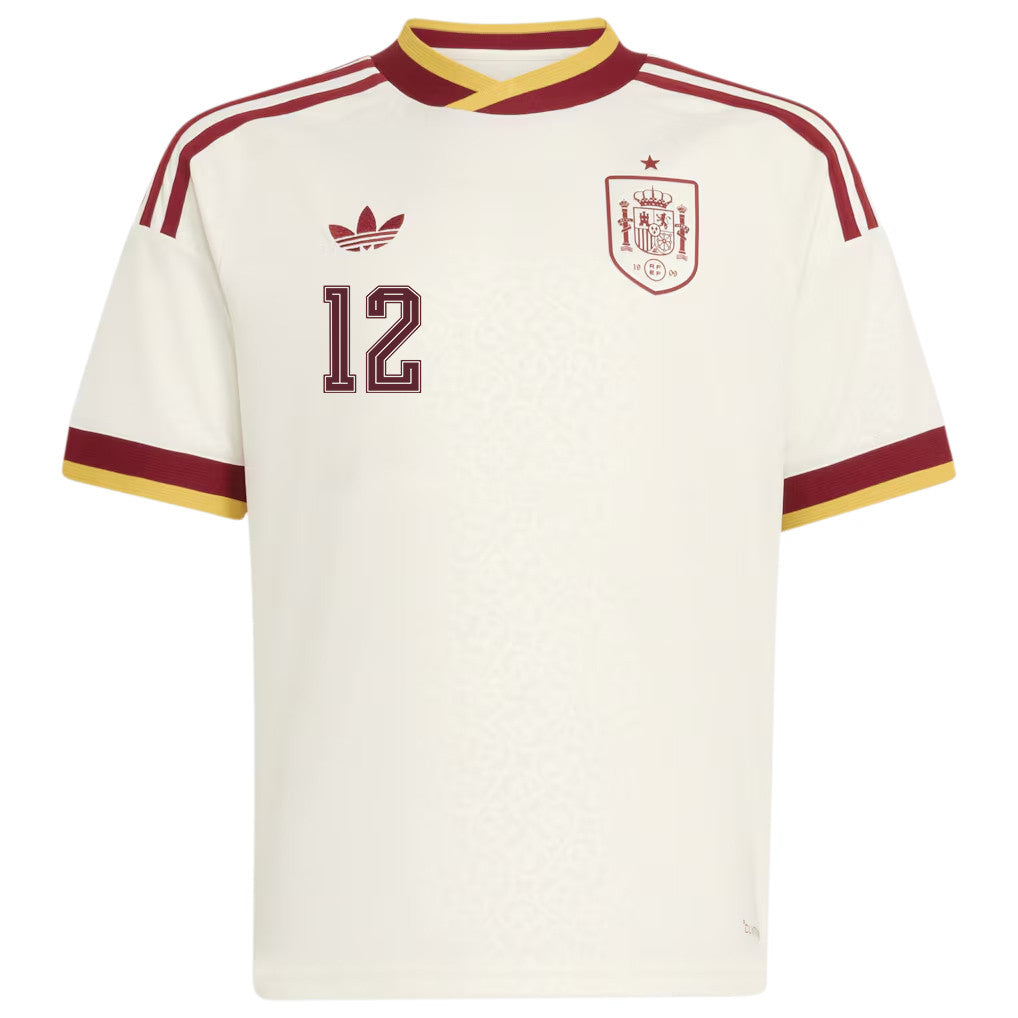 Dean Huijsen 12 Spain National Team 2026 Youth Away Jersey - White