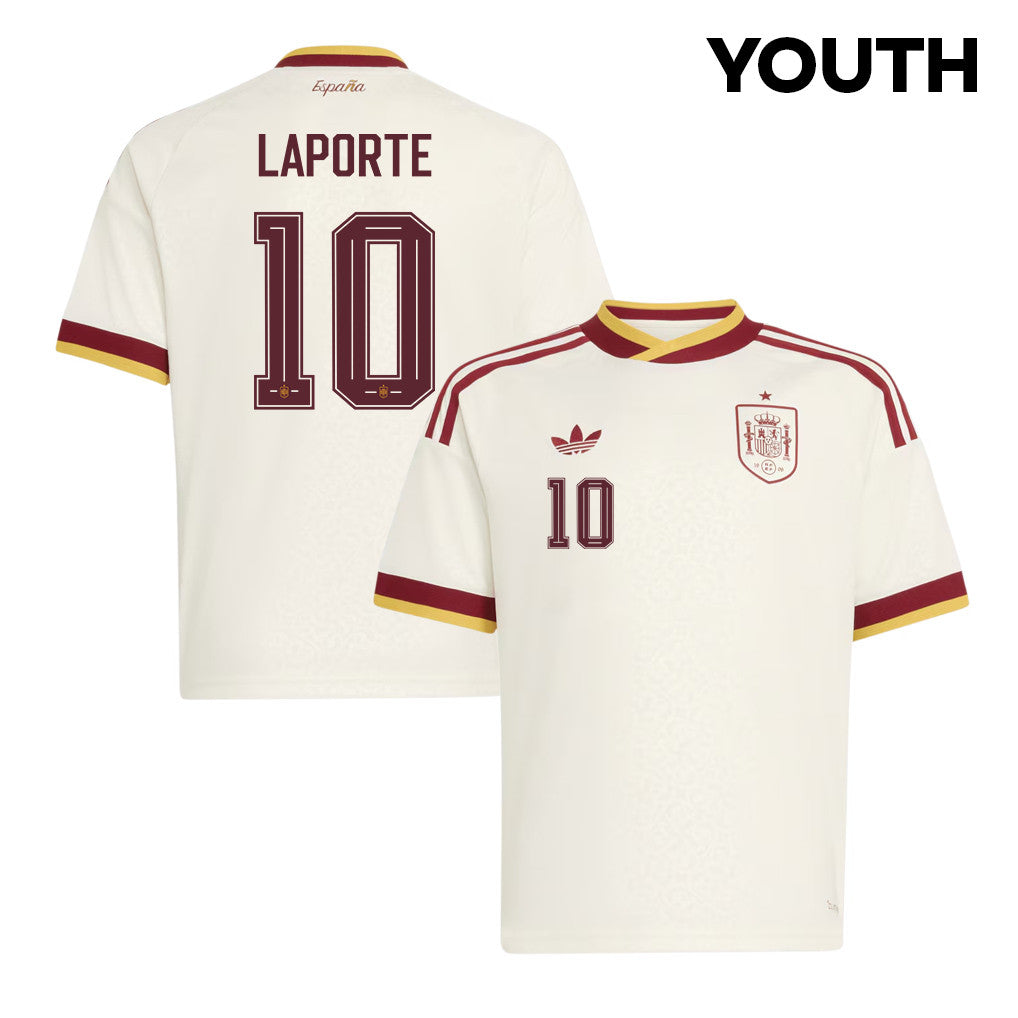 Aymeric Laporte 10 Spain National Team 2026 Youth Away Jersey - White