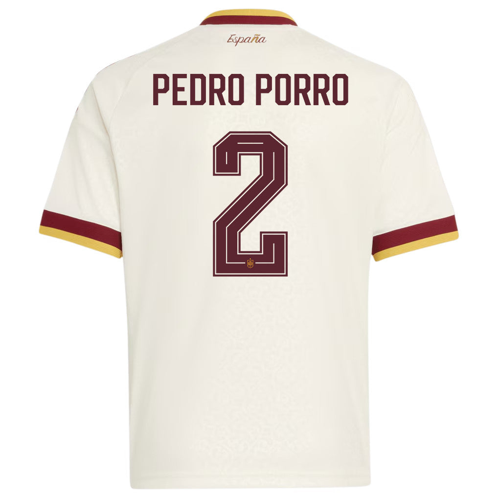 Pedro Porro 2 Spain National Team 2026 Youth Away Jersey - White