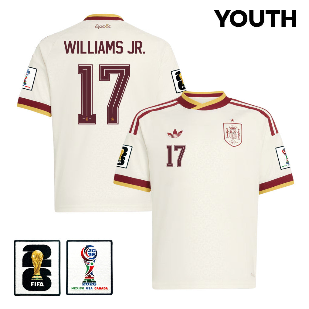Nico Williams 17 Spain National Team 2026 Youth Away Jersey - White