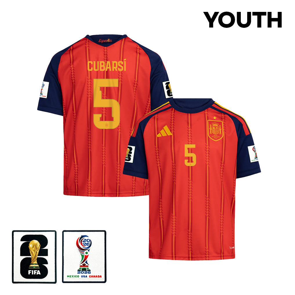 Pau Cubarsí 5 Youth Spain National Team 2026 Home Jersey - Red