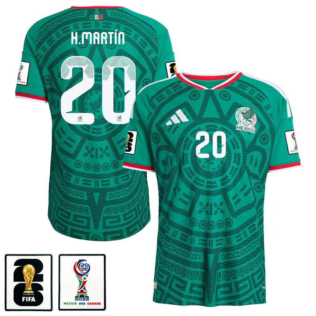 Henry Martín 20 Mexico National Team 2026 x World Cup Patch Home Jersey - Green, Men