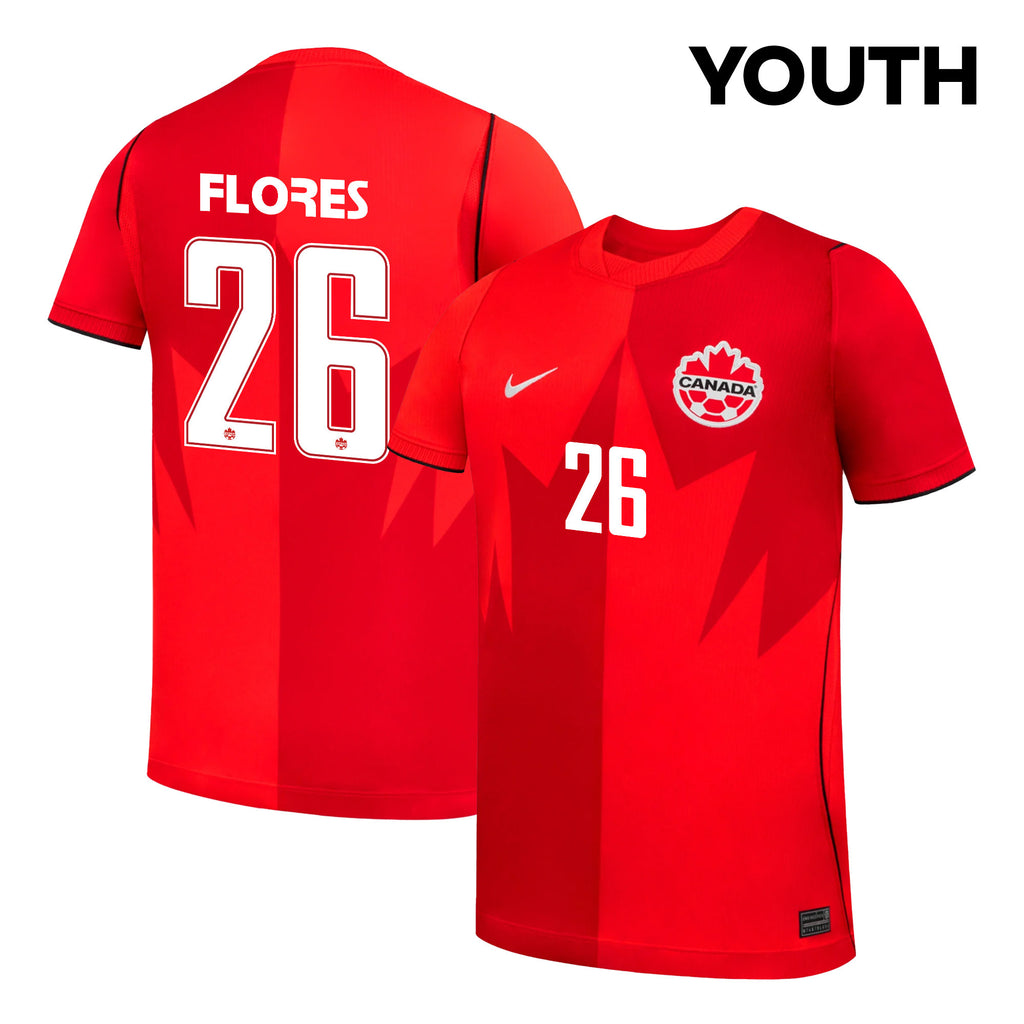 Marcelo Flores 26 Youth Canada National Team 2026 Home Jersey - Red