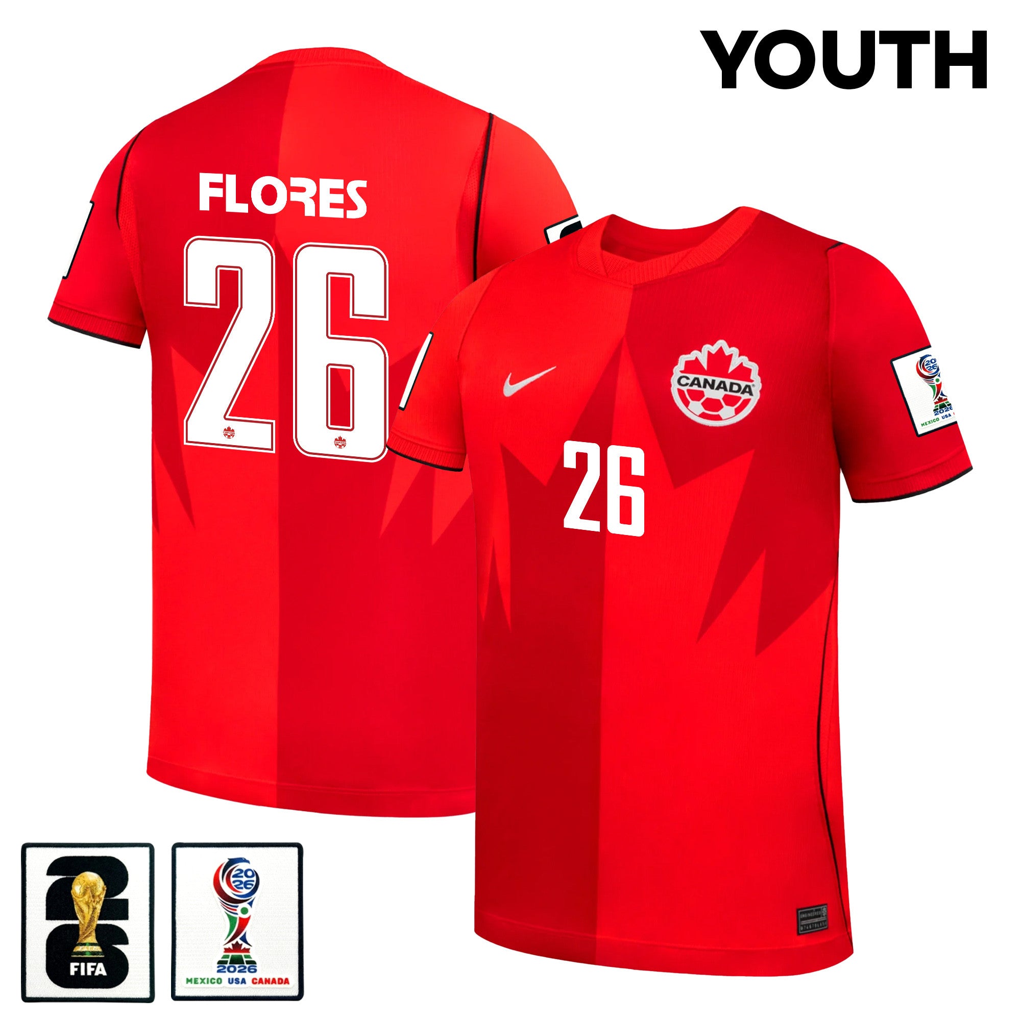 Marcelo Flores 26 Youth Canada National Team 2026 Home Jersey - Red