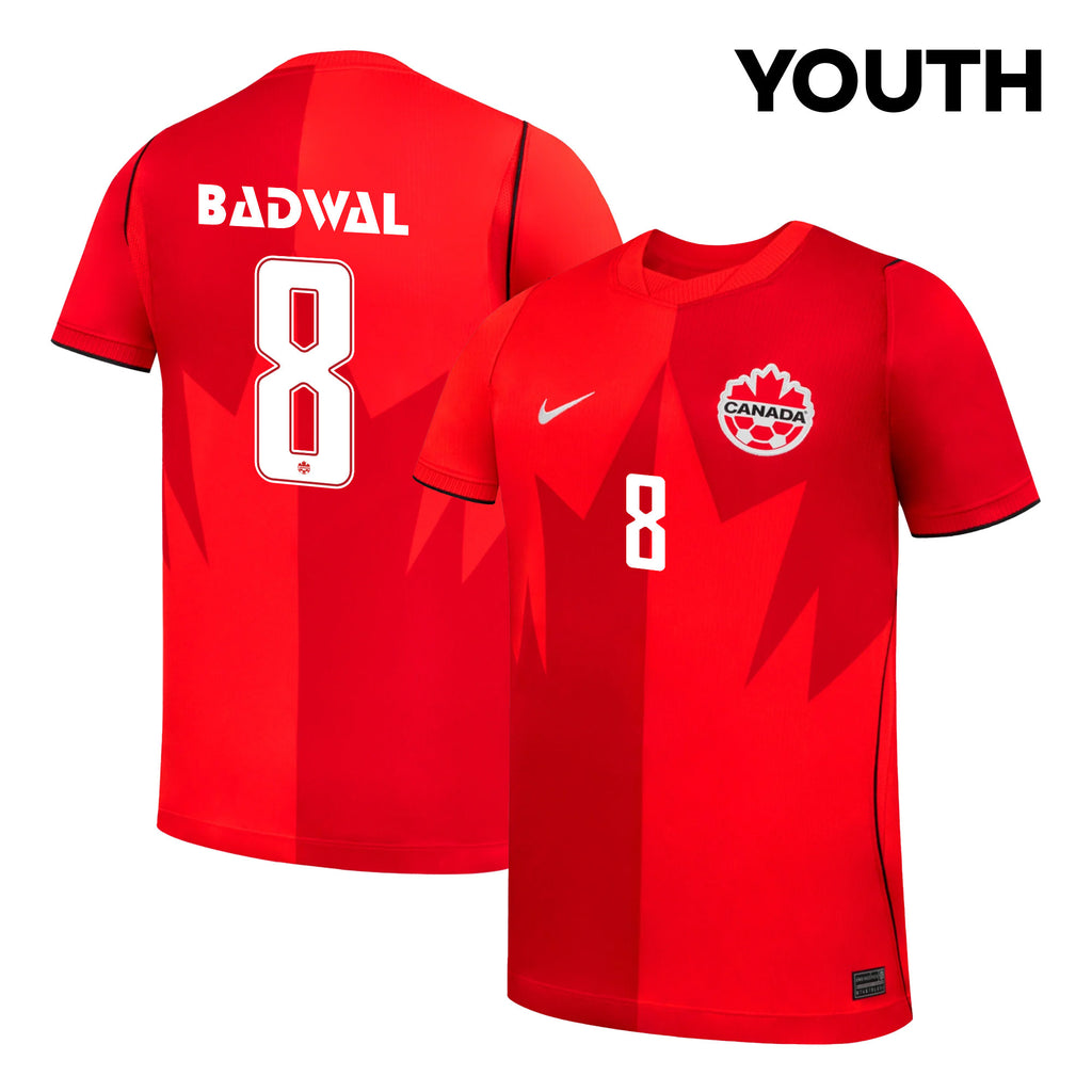 Jeevan Badwal 8 Youth Canada National Team 2026 Home Jersey - Red