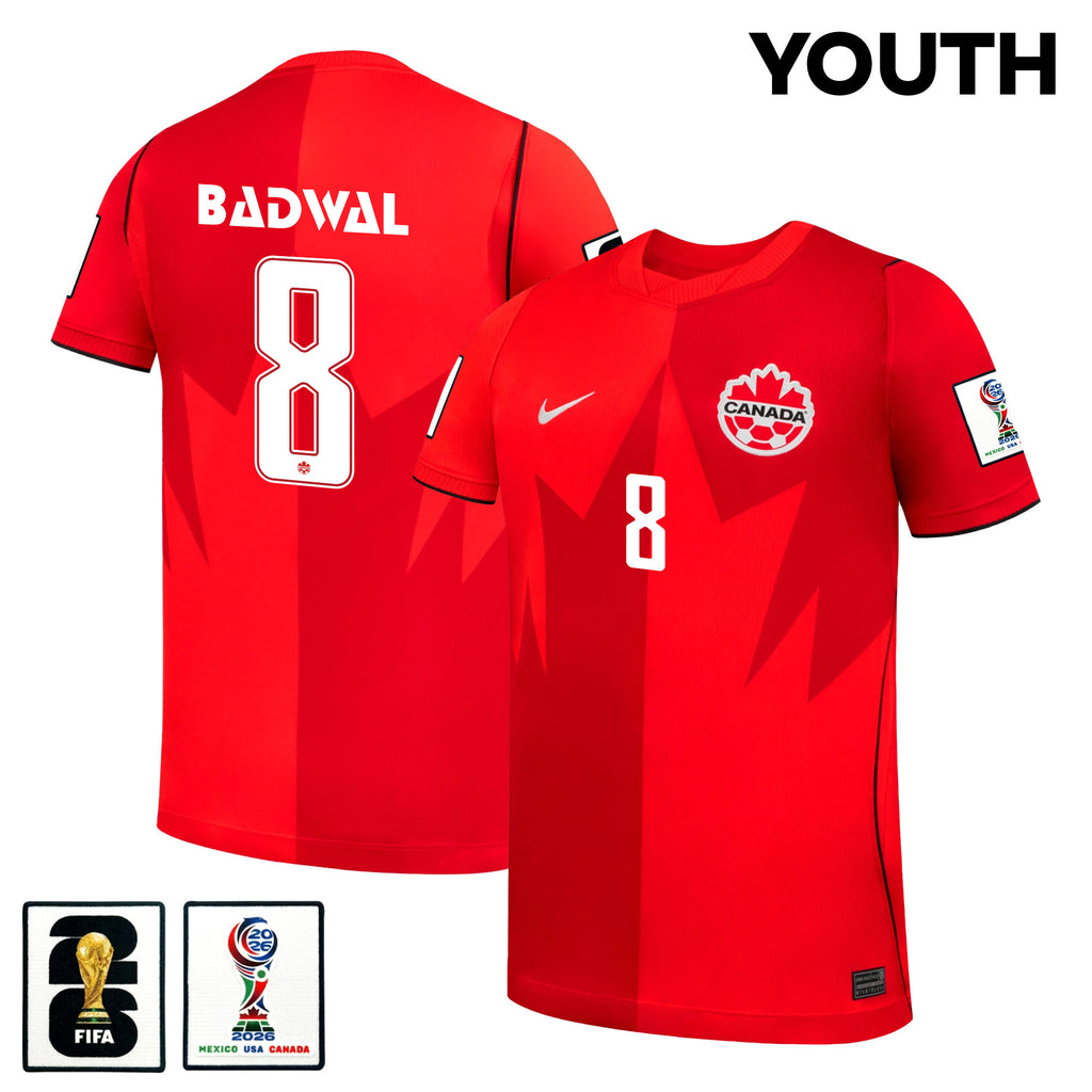 Jeevan Badwal 8 Youth Canada National Team 2026 Home Jersey - Red